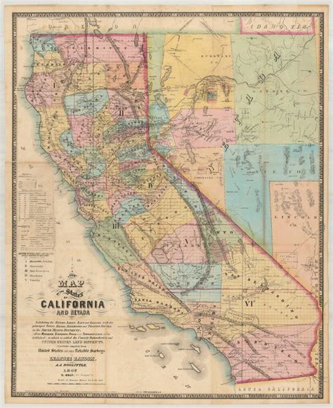 Rare Map of A New Map of the States of California and Nevada ...