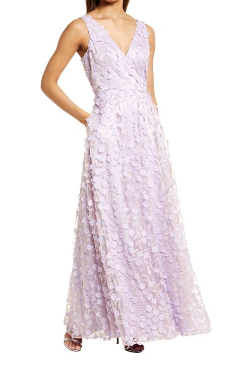 Eliza J 3d Floral Evening Gown Lavender Editorialist