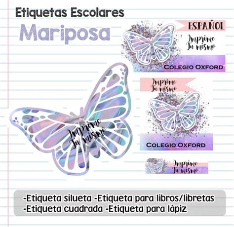 Kit Imprimible Etiquetas Escolares Mariposa En Venta En Apodaca Nuevo