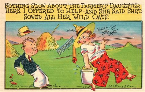 Vintage Postcard 1930s Humor Sexy Nothing Slow About The Farmers Daughter Comic Other