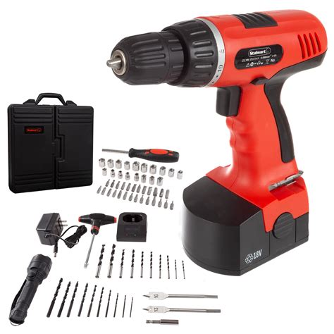 Cordless Drill Set 78 Piece Kit 18 Volt Power Tool With Bits Sockets Drivers Battery Charger