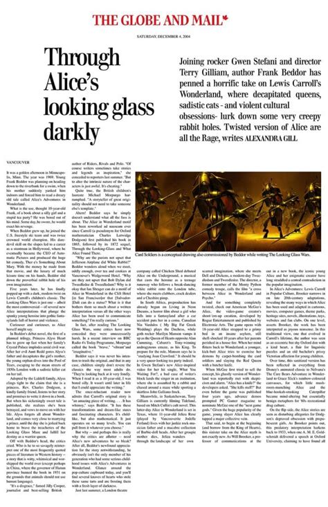 The Globe And Mail Through Alices Looking Glass Darkly Frank Beddor