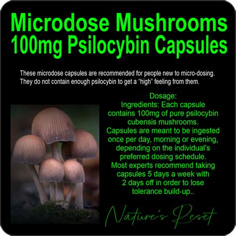 Microdose Mushrooms 100mg Capsules Psilocybin