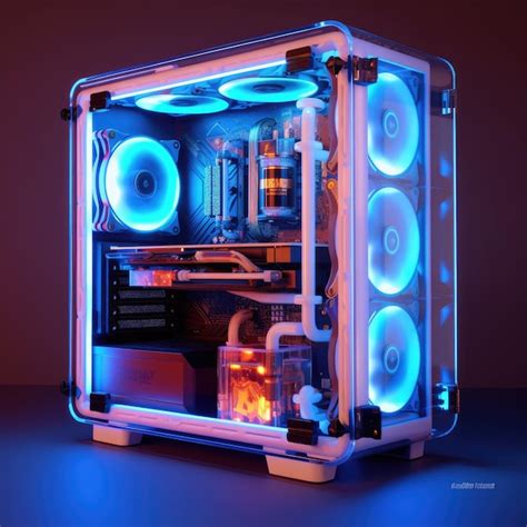 Premium AI Image | Modern style gaming pc with water cooling and lights ...