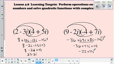 Mrs Eischens Alg 2 Lesson 4 8 Imaginary Numbers Youtube