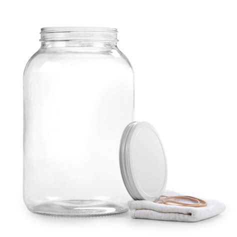 Buy Empty 1 Gallon Glass Jar w/Airtight Leakproof Metal Lid - Wide ...