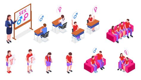 Sex Education Isometric Set Royalty Free Vector Image