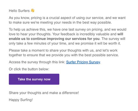 Saas Survey Email Examples Template