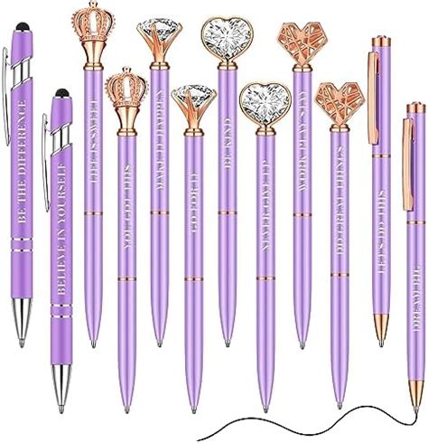 Amazon Yeaqee Pcs Purple Ballpoint Pens Set Metal Crystal