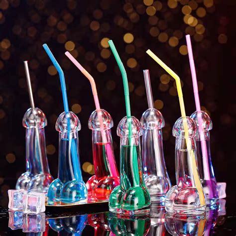 VERRE A VIN 12 penis Straw Verre À Shot En Forme De Pénis Zizi Bite