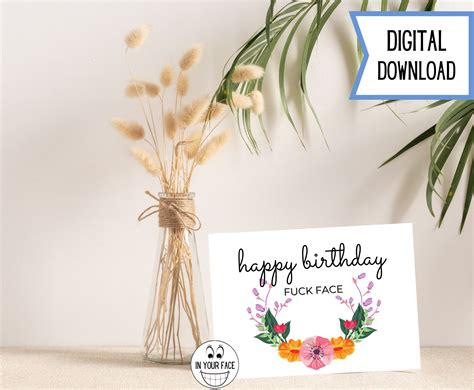 Flower Friends Happy Birthday Fuck Face Etsy