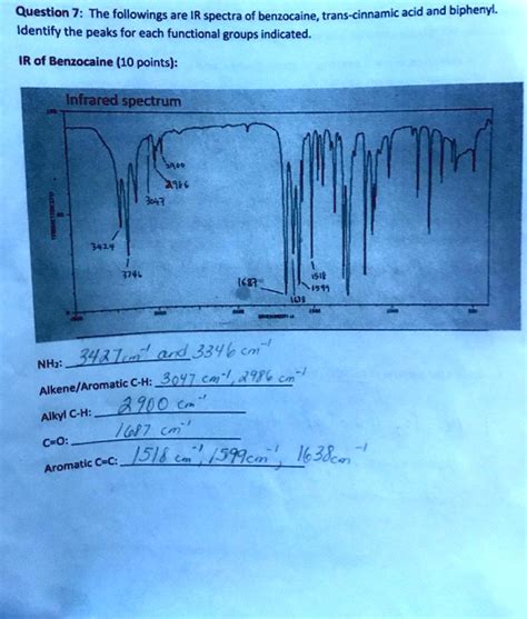 SOLVED Question 7 The Following Are IR Spectra Of Benzocaine Trans