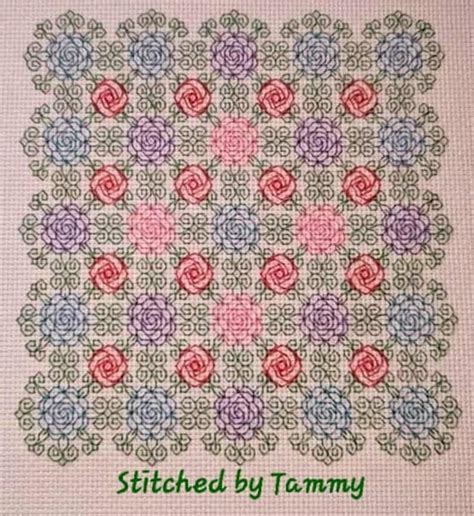 Mixed Roses Lace Panel Blackwork Chart Etsy