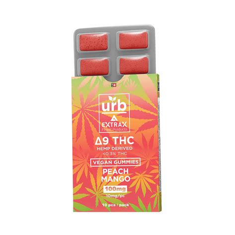 Urb Extrax Peach Mango Delta 9 THC Vegan Gummies CBD PHARM