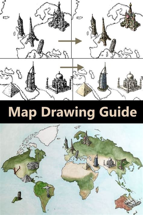 Map Drawing Guide | Drawn map, Flower drawing, Drawings