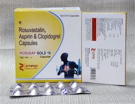 Rosuday Gold Rosuvastatin Aspirin And Clopidogrel Capsules 10 Mg 75