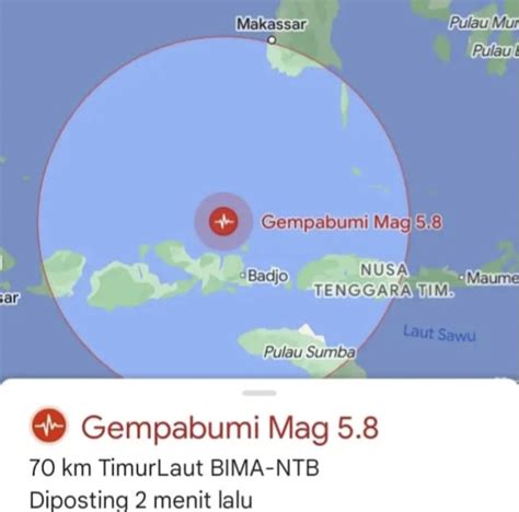 Gempa Kekuatan M 5 8 Guncang Bima Terasa Di Sumbawa Hingga Makassar