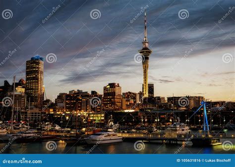 Auckland Skyline Sunset stock photo. Image of beautiful - 105631816