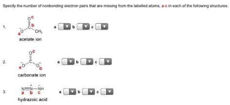 Solved Specify the number of nonbonding electron pairs that | Chegg.com