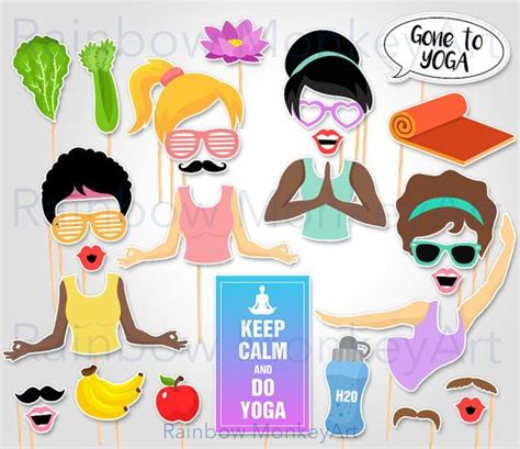 Printable Yoga Fitness Photo Booth Props Yoga Wellness Zen Photobooth