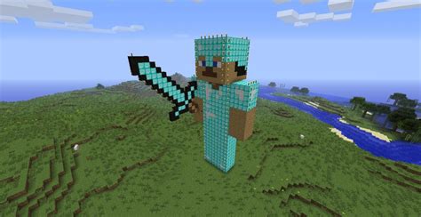 Steve Wearing Diamond Armor With Diamond Sword Minecraft Map