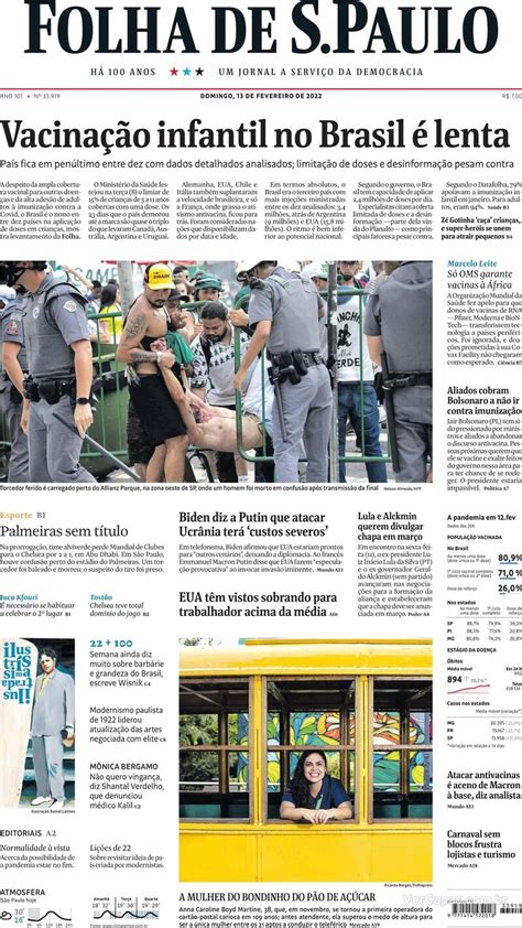 Capa Folha De S Paulo Domingo 2 De Janeiro De 2022