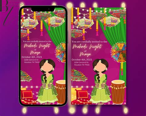 Editable Mehndi Mayoun Dholki Sangeet Haldi Henna Night Digital Invitation Card Muslim Desi