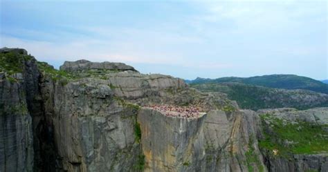 Preikestolen Pulpit Rock Stunning Frightening Aerial Stock Footage ...