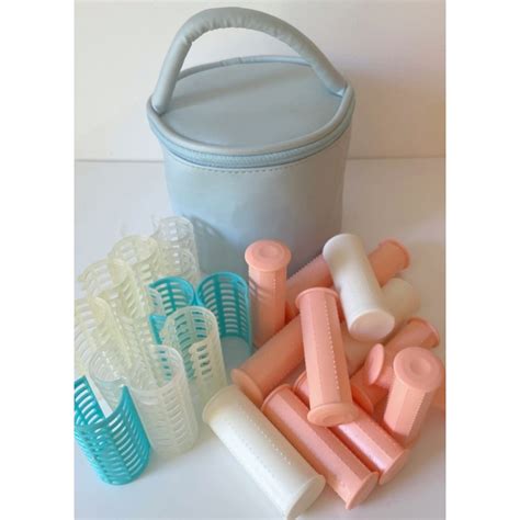 Rouleaux Chauffants En Plastique Bigoudis Vintage Avec Trousse