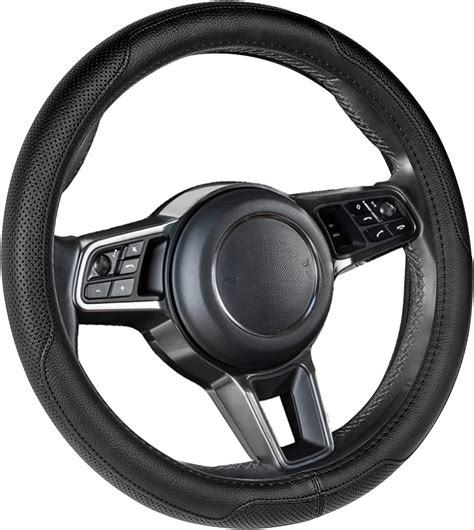 MICHELIN IFit Premium Faux Leather Steering Wheel Cover Black Stich