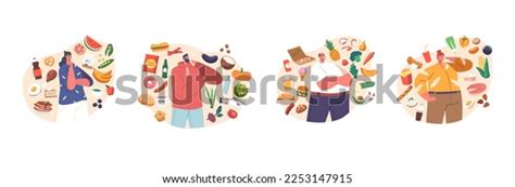 Food Choice Concept Male Female Characters Stock Vector Royalty Free