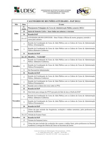 Calendário dap segundo semestre jul dez PDF