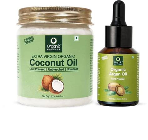 Organic Harvest 100 Cold Pressed Coconut And Argan Oil For All Hair