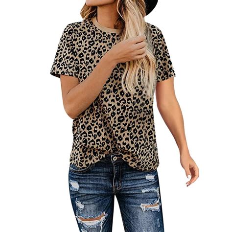 Leopard Print Basic Wild Women Tshirt Summer Women S Casual Cute