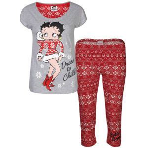 Betty Boop Women S Fairisle Pyjama Set Red Grey Marl Pajama Set