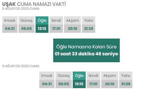 U Ak Cuma Namaz Saat Ka Ta Okunur Sela Vakti Ka Ta Bitiyor