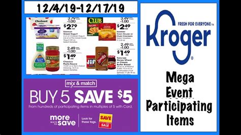 Kroger Mega Event Participating Items List 12 4 19 12 17 19 Youtube