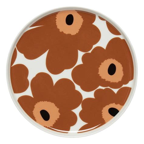 Marimekko Oiva Unikko Plate 20 Cm White Brown Black Finnish