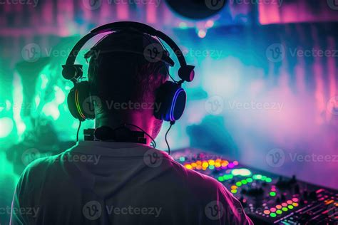 Ai Generated Dj Entertainment At A Party Nightclub In The Neon Light