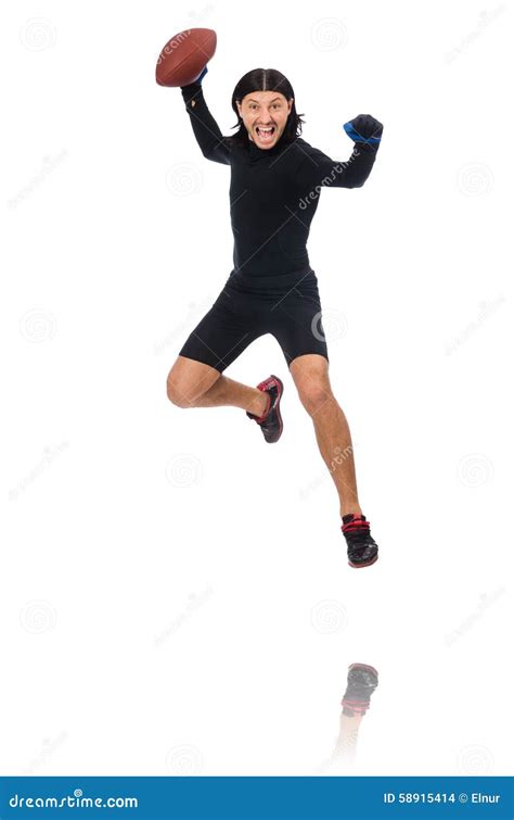 Man Playing American Football Isolated On White Stock Photo Image Of