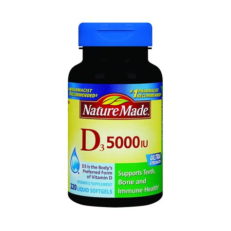 Nature Made Vitamin D3 5 000 IU Softgels 220 Ct Walmart