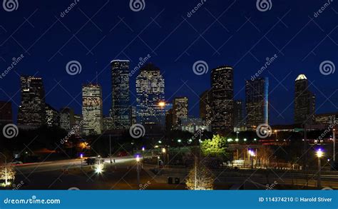 Houston, Texas Skyline at Night Stock Photo - Image of landmark ...