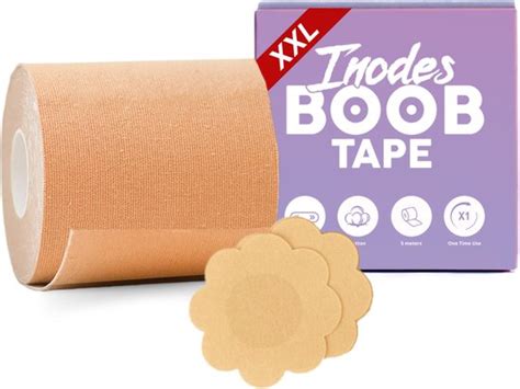 Inodes Boob Tape XXL Voor Grote Borsten 5 Meter Sandy Boobtape 2 Nipple Covers Bol