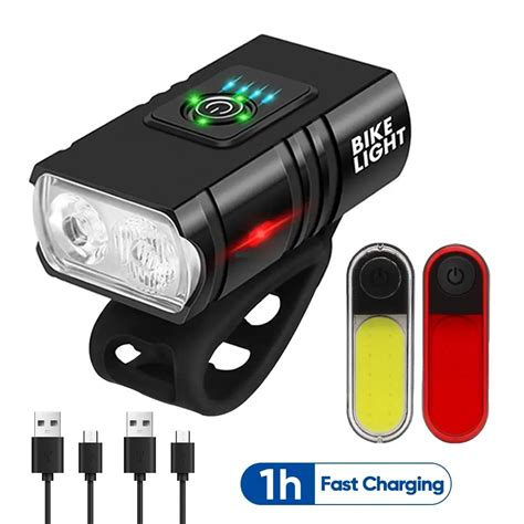 Juego De Luces Delanteras LED T6 Para Bicicleta Luz Trasera Impermeable