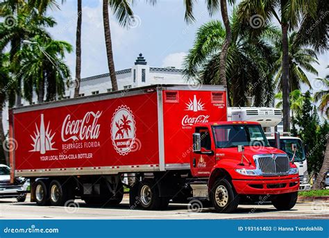 Miami Beach Florida Usa May 2020 Coca Cola Truck Business Cargo