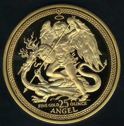 Isle Of Man 25 Ounce Angel Gold Coin 1989world Banknotes And Coins