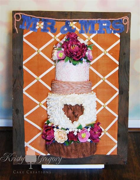 Rustic Framed Wedding Cake Decorated Cake By Kristyg Cakesdecor