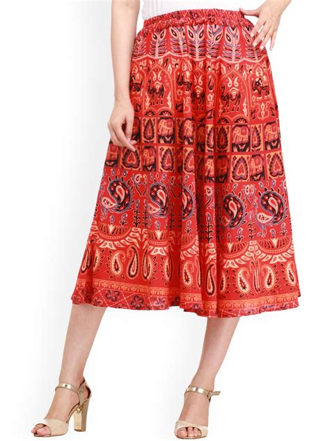 Buy Exotic India Ethnic Motifs Printed Pure Cotton A Line Sanganeri