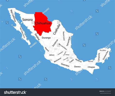 Vektor Stok Chihuahua Mexico Vector Map Silhouette Isolated Tanpa