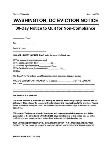 Free Washington Dc Eviction Notice Forms Pdf Word